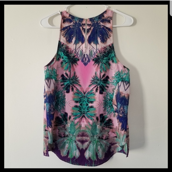 Wayf Ink Blot Palm Tree Tank Top Blouse Size Small - Picture 3 of 10
